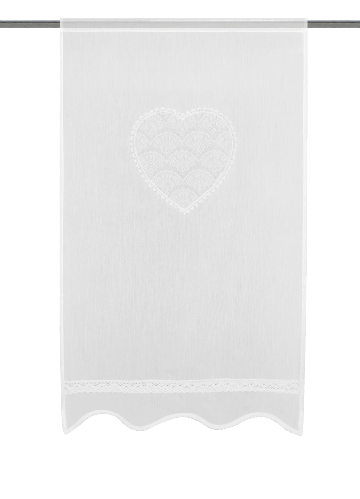 Fensterbehang Türbehang CORAZON Herz weiss Scheibengardine in verschiedenen Größen