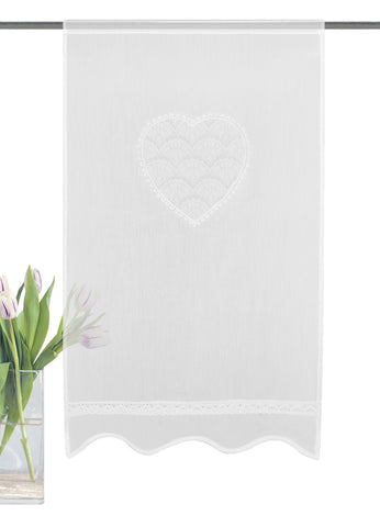 Fensterbehang Türbehang CORAZON Herz weiss Scheibengardine in verschiedenen Größen