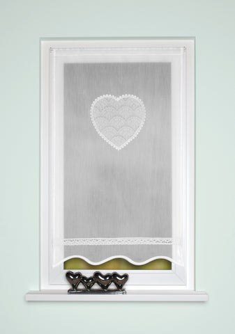Fensterbehang Türbehang CORAZON Herz weiss Scheibengardine in verschiedenen Größen