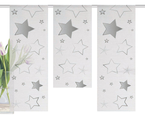 Mini Flächenvorhang Set Sterne grau 3-tlg.