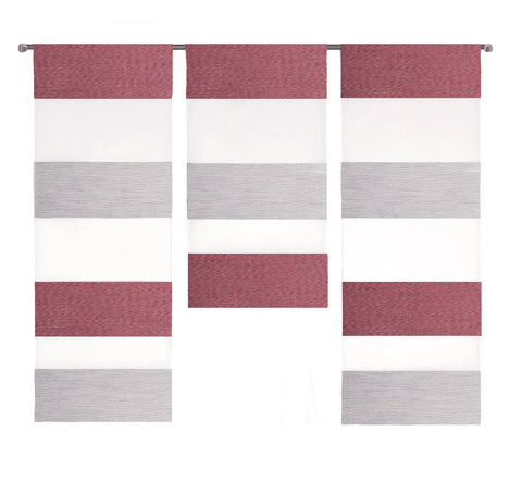 Design Mini Flächenvorhang Set rot grau Scheibengardine 2280-09