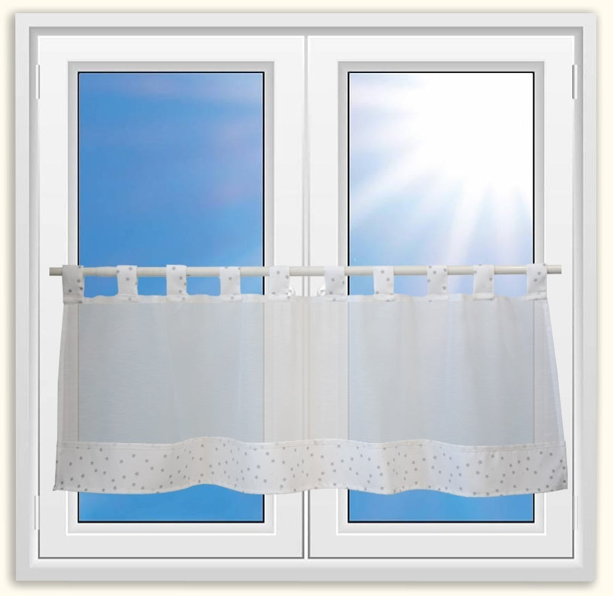 Design Schlaufen Scheibengardine kleine Sterne (leuchtend)