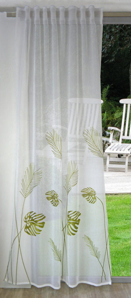 Schlaufenschal Monstera bestickt transparent 2489 BxH 140x245cm