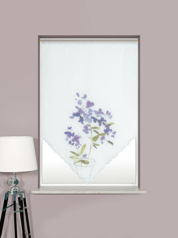 Design Kuvert weiß Blume lila BxH 60x90cm Scheibengardine 4052