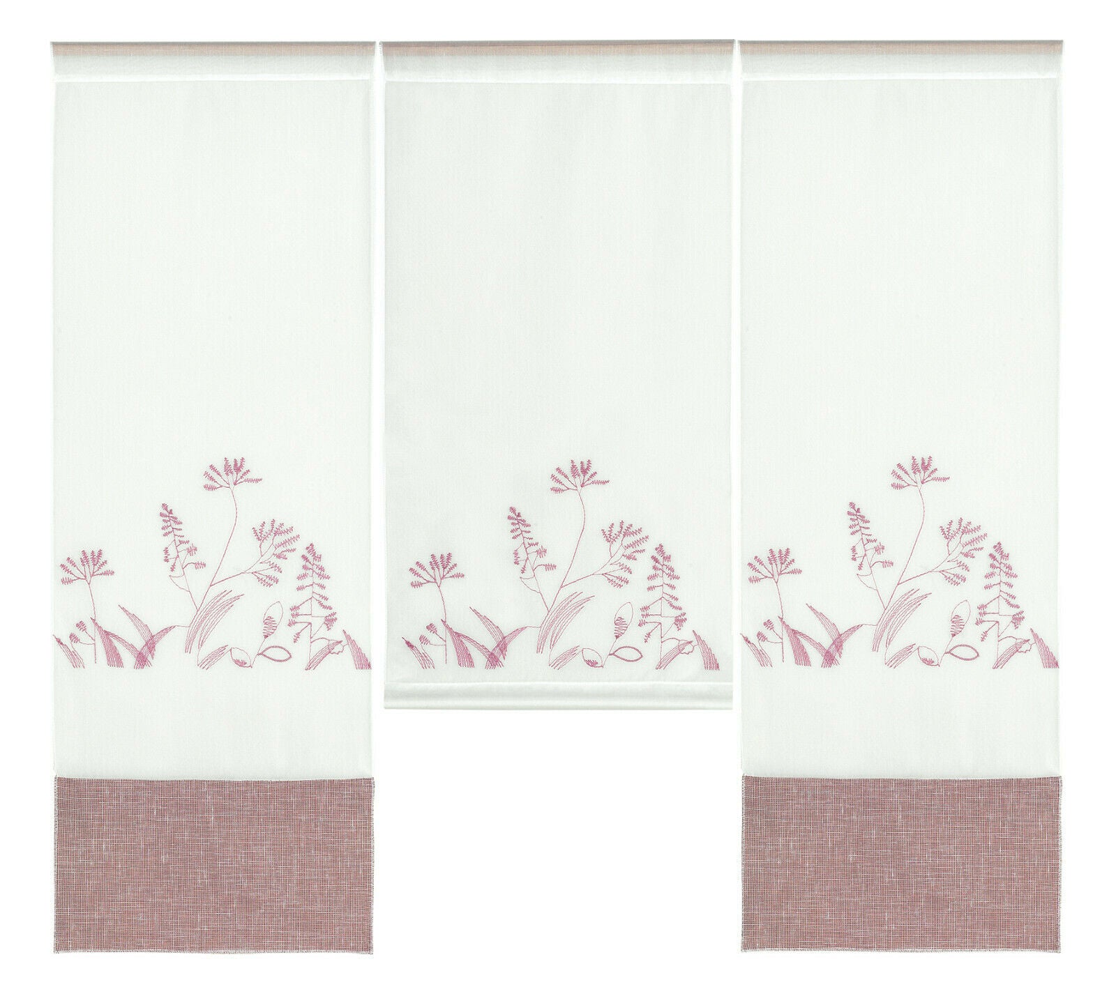 Design Mini Flächenvorhang Set bestickt rose mit Blende 4044