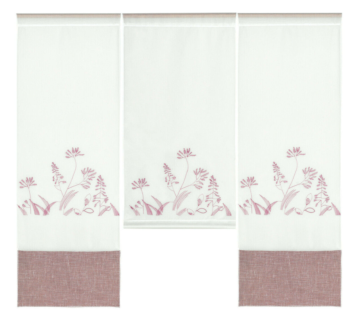 Design Mini Flächenvorhang Set bestickt rose mit Blende 4044
