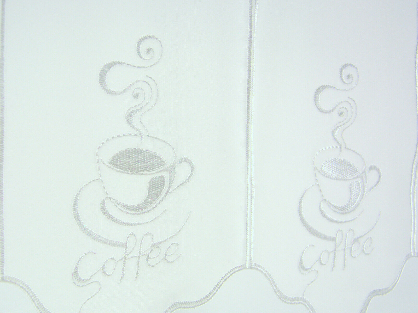 nach Maß Scheibengardine bestickt weiß Kaffee Cafe Höhe 30/45/60cm Bistrogardine