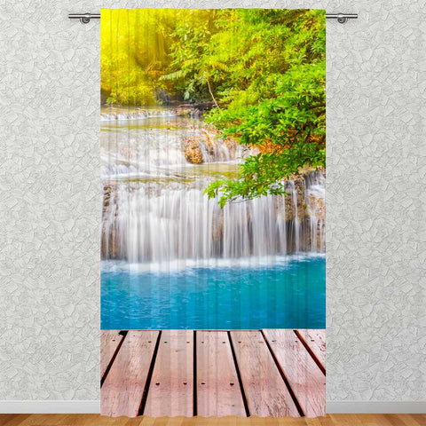 Schal mit Druckmotiv Steg und Wasserfall BxH 135x245cm (blickdicht)
