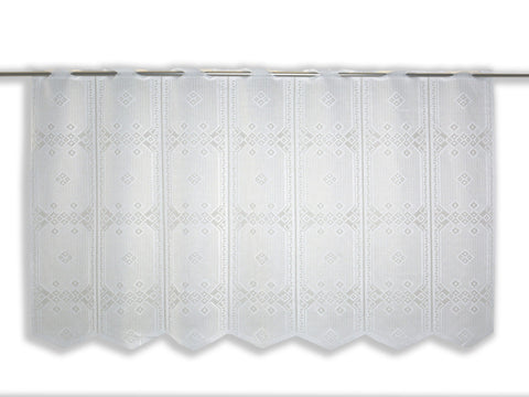 Nach Maß Scheibengardine Jacquard weiß mit Rautenmuster in 4 versch. Höhen