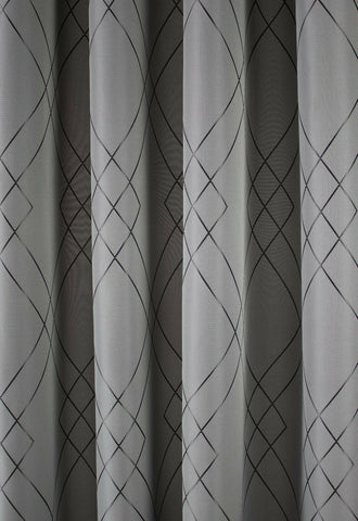Ösenschal bestickt Raute grau silber BxH 140x245cm