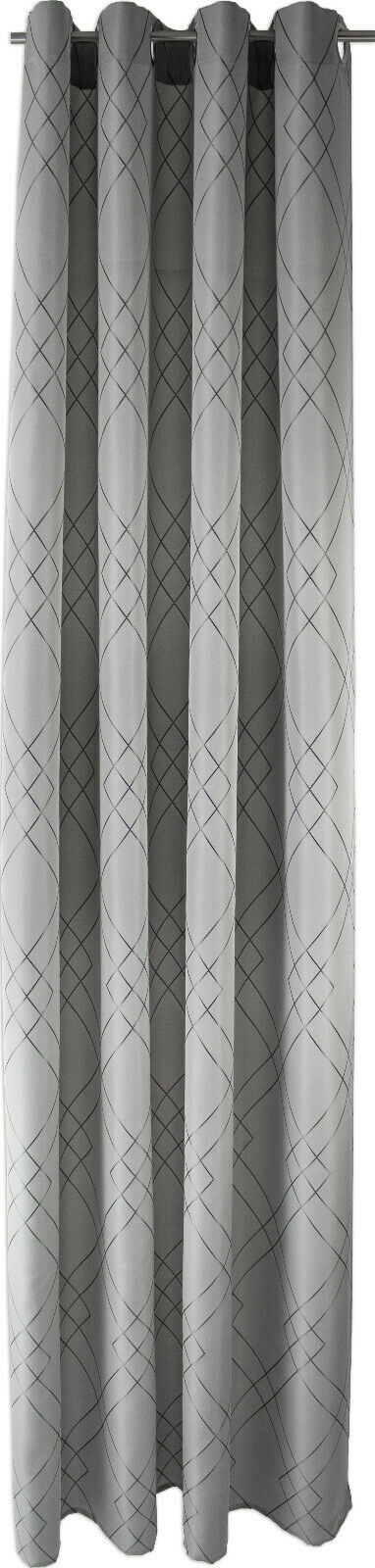 Ösenschal bestickt Raute grau silber BxH 140x245cm
