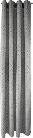 Ösenschal bestickt Raute grau silber BxH 140x245cm