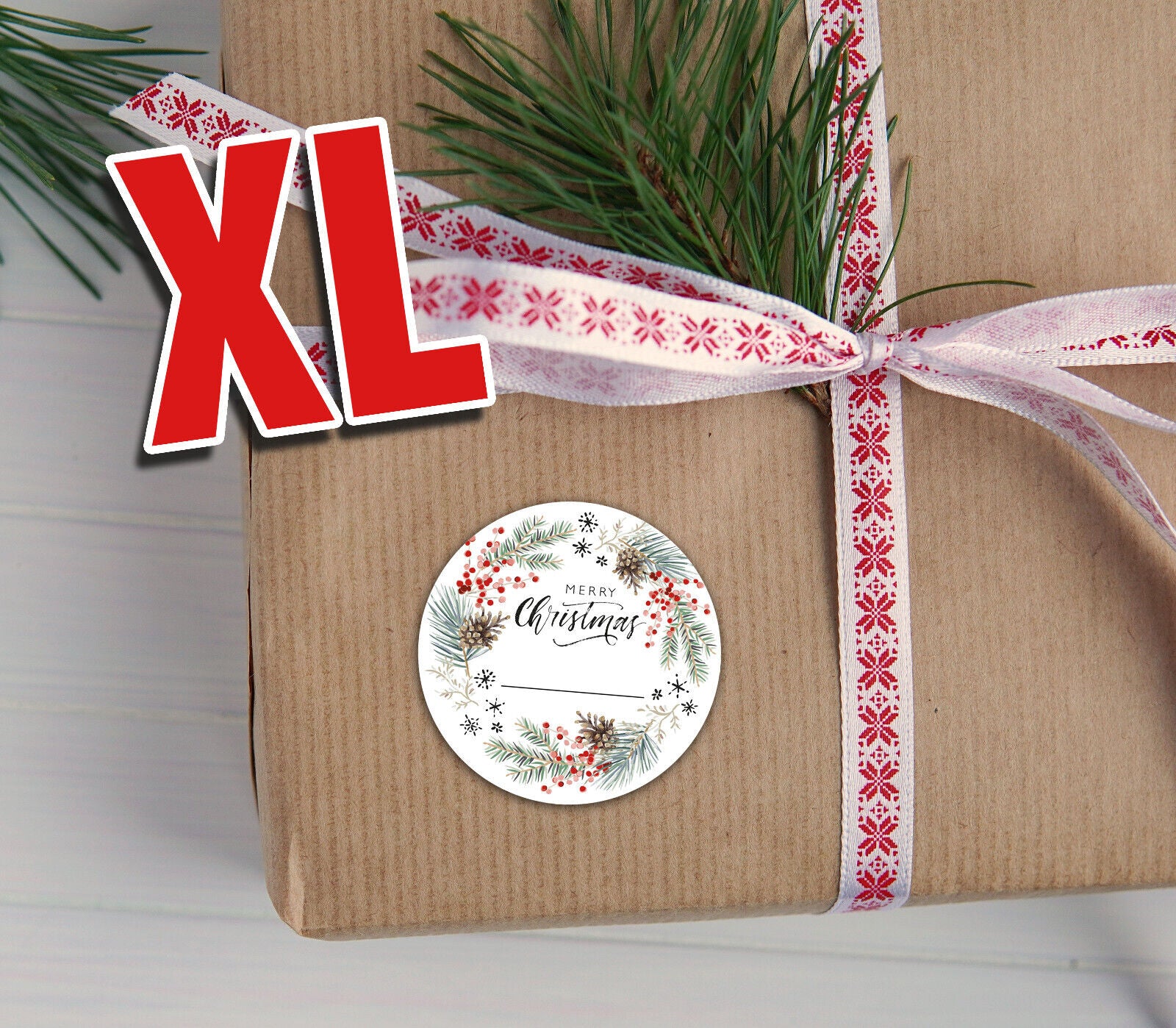 24x hochwertige Etiketten "Merry Christmas" XL hohe Klebekraft 5cm Aufkleber