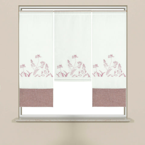 Design Mini Flächenvorhang Set bestickt rose mit Blende 4044
