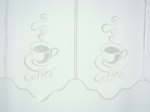 nach Maß Scheibengardine bestickt weiß Kaffee Cafe Höhe 30/45/60cm Bistrogardine