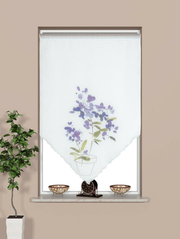 Design Kuvert weiß Blume lila BxH 60x90cm Scheibengardine 4052
