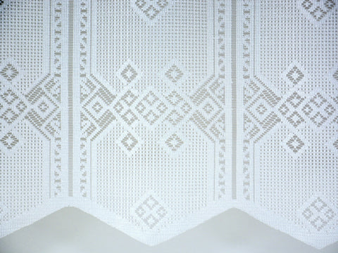 Nach Maß Scheibengardine Jacquard weiß mit Rautenmuster in 4 versch. Höhen