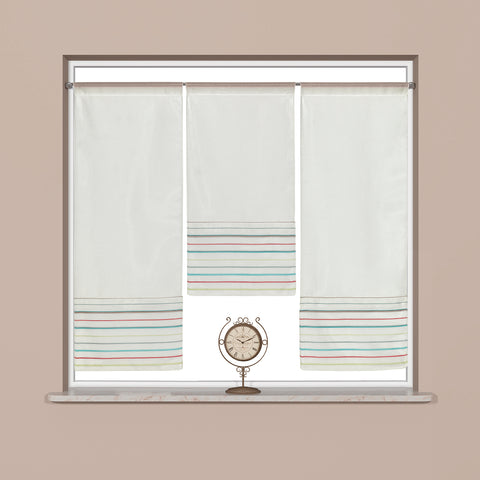 Design Mini Flächenvorhang Set weiß bunt Scheibengardine 4019