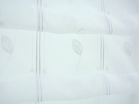 Cliprollo Blätter bestickt weiß Höhe 145cm Raffrollo Scheibengardine nach Maß