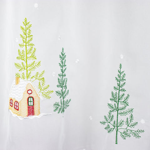 Scheibengardine bestickt Winterlandschaft BxH 48x140cm