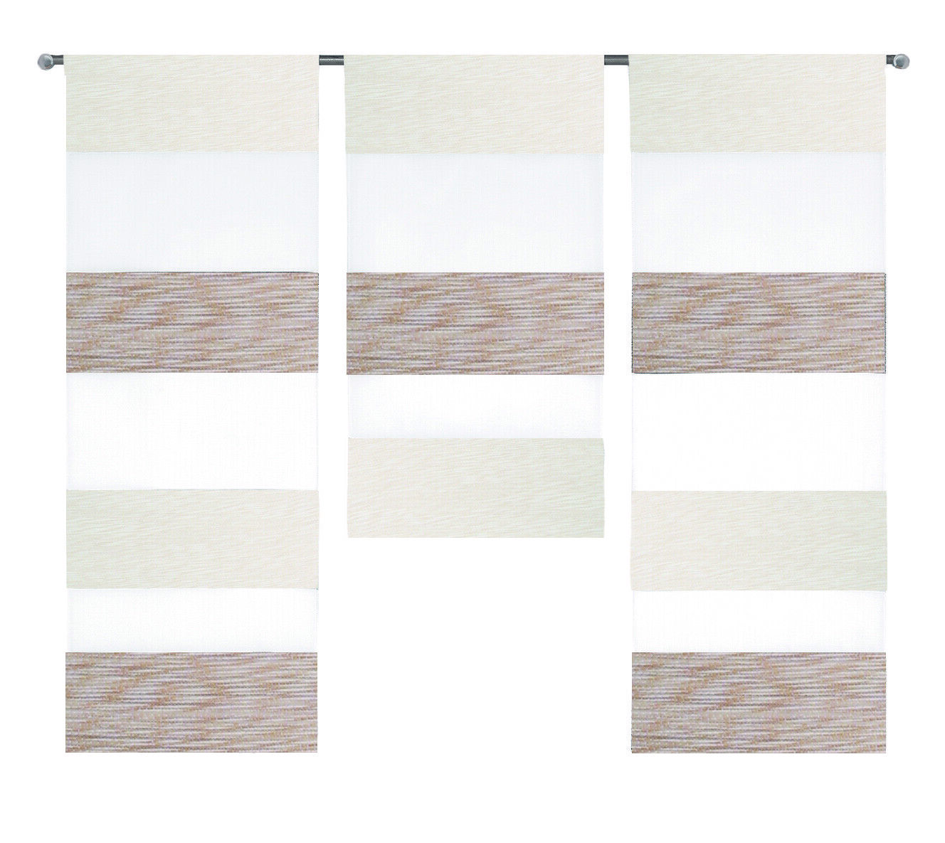 Design Mini Flächenvorhang Set beige weiß Schiebevorhang Schiebegardine 2280-13