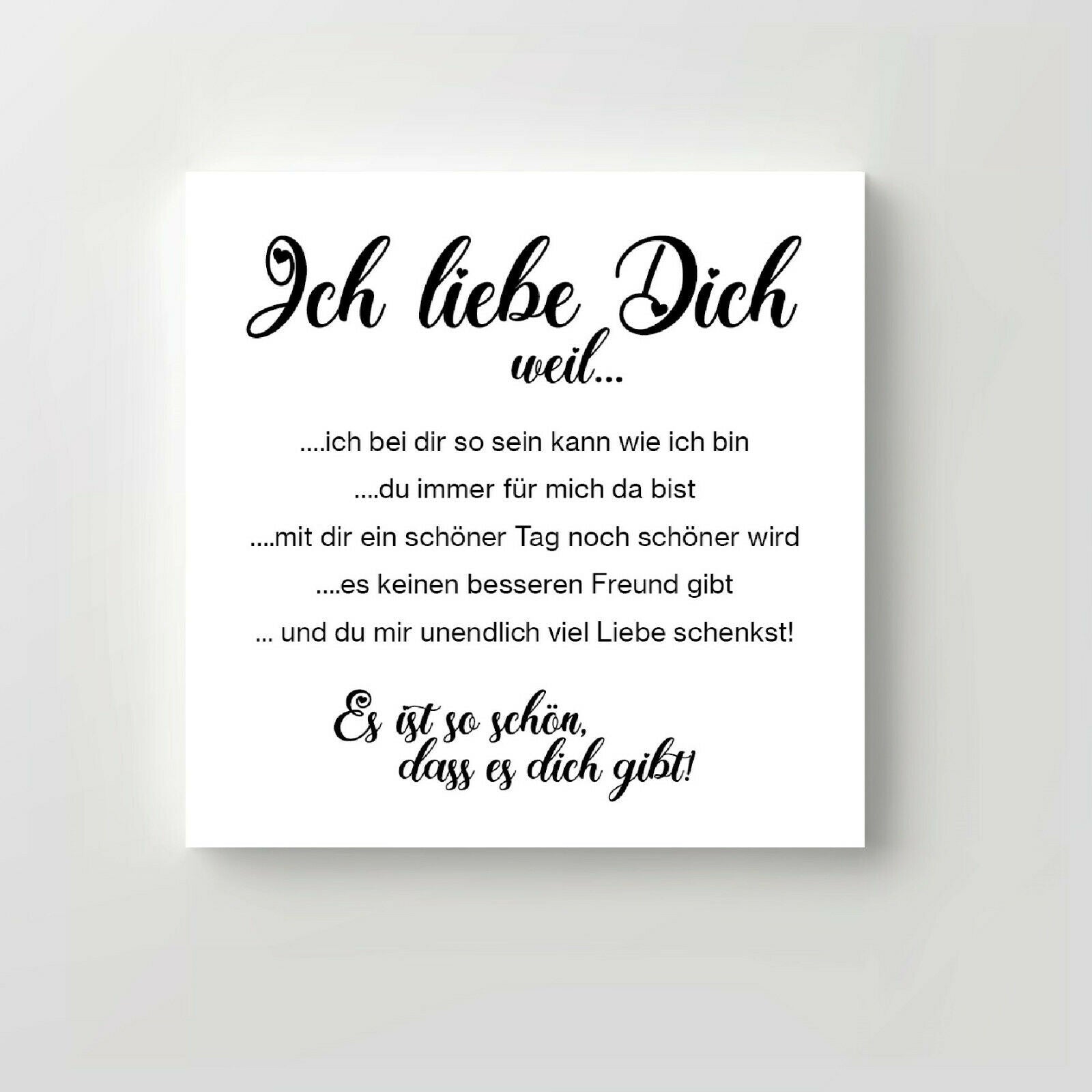 Holzschild "Ich liebe Dich" bedruckt 15x15cm Deko