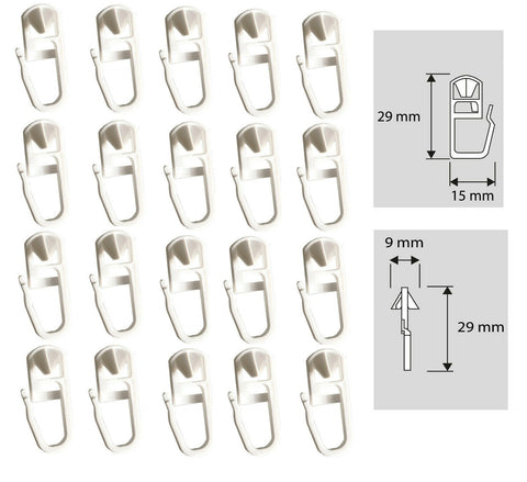 Klick-Gleiter Haken 3,5-4mm 20 Stück Gardinengleiter Innenlauf