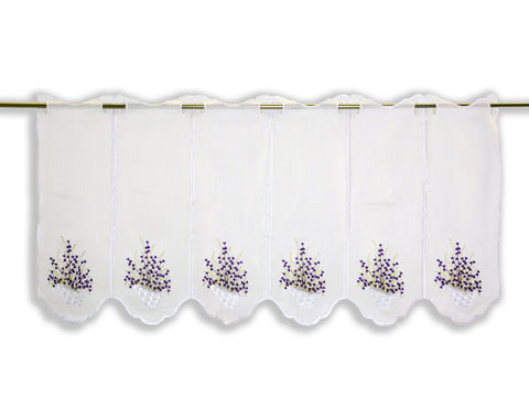 nach Maß Scheibengardine Lavendel lila weiß Bistrogardine Höhe 45cm Stick