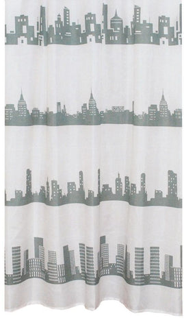 Textil-Duschvorhang Skyline grau weiß BxH 180x200cm