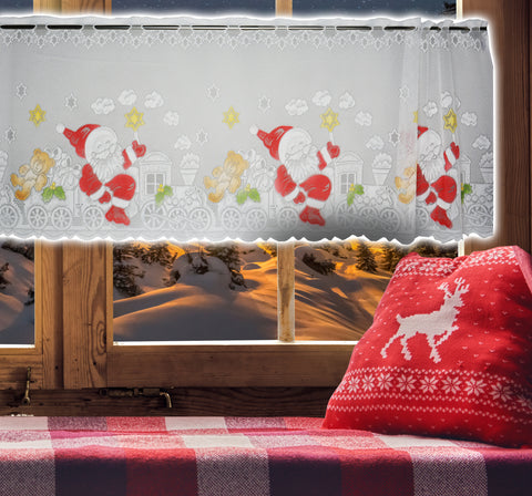Scheibengardine Weihnachtsmann Zug HxB 50x140cm