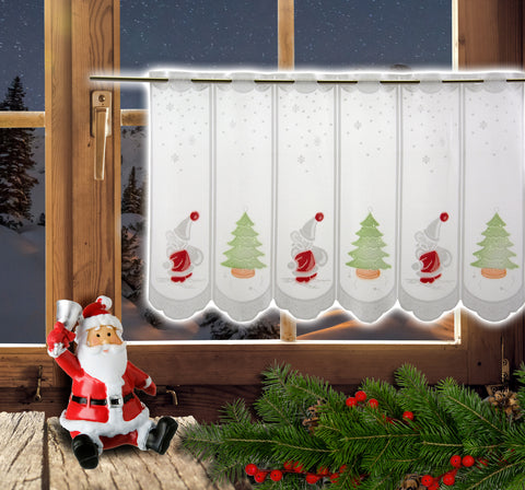 Scheibengardine Weihnachtsbaum Weihnachtsmann HxB 50x140cm