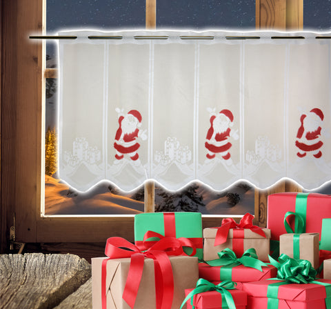 Scheibengardine Weihnachtsmann Geschenk HxB 50x140cm