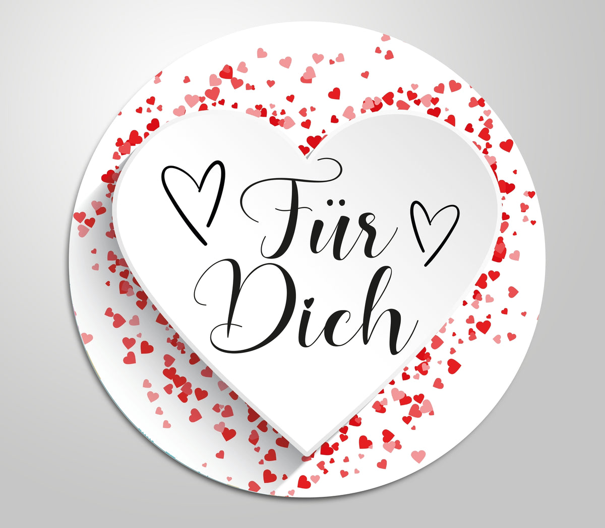48x hochwertige Etiketten "Für Dich" Herz rot rund hohe Klebekraft 4cm Aufkleber