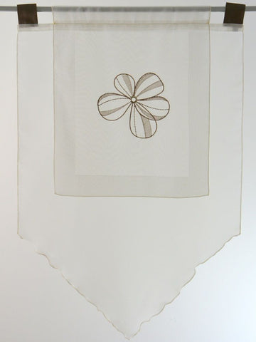 Design Kuvert Blume bestickt taupe Lagenoptik BxH 60x90cm Scheibengardine 2230