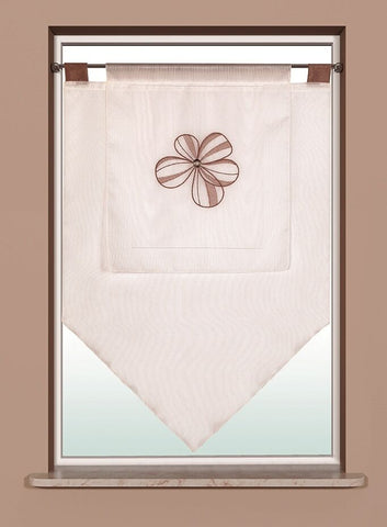 Design Kuvert Blume bestickt taupe Lagenoptik BxH 60x90cm Scheibengardine 2230