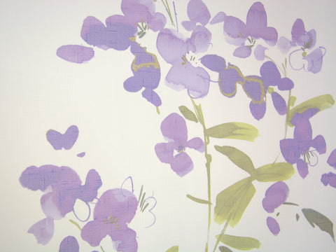 Design Kuvert weiß Blume lila BxH 60x90cm Scheibengardine 4052