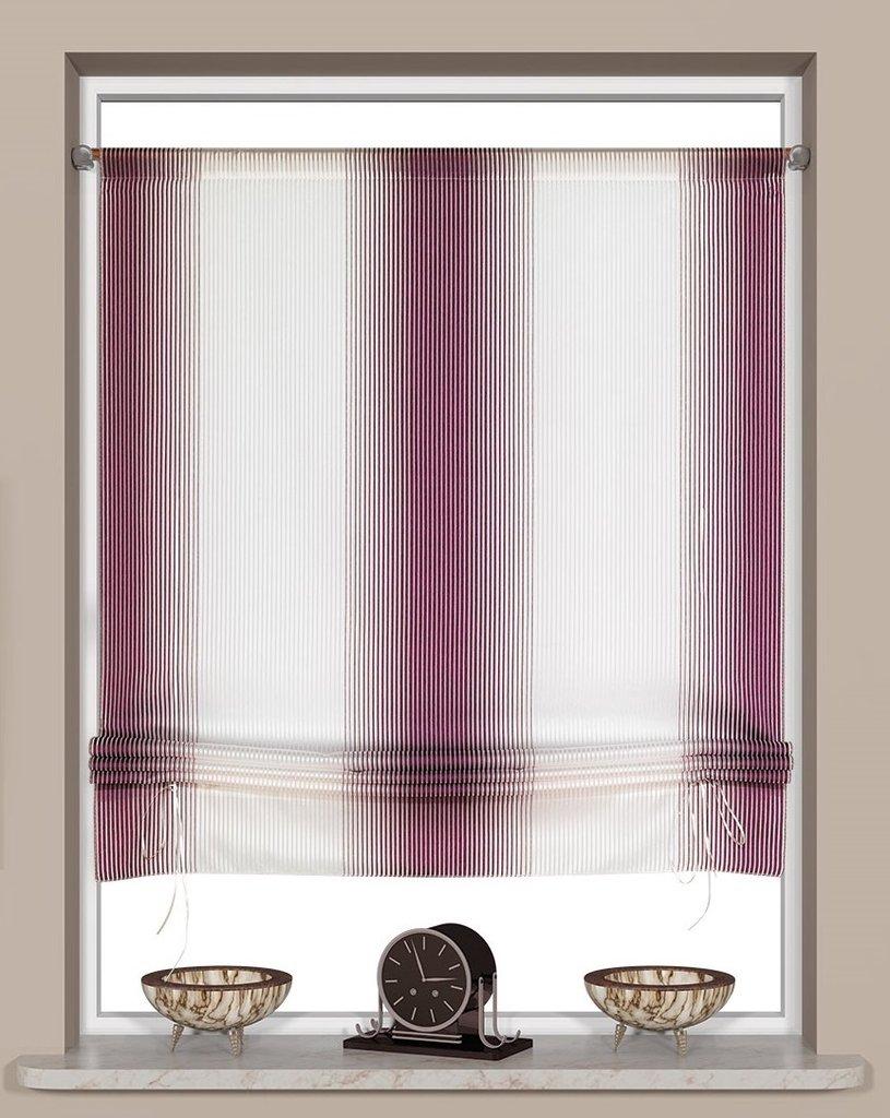 Bändchen-Raffrollo violett - weiß