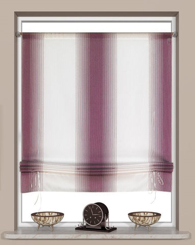 Bändchen-Raffrollo violett - weiß