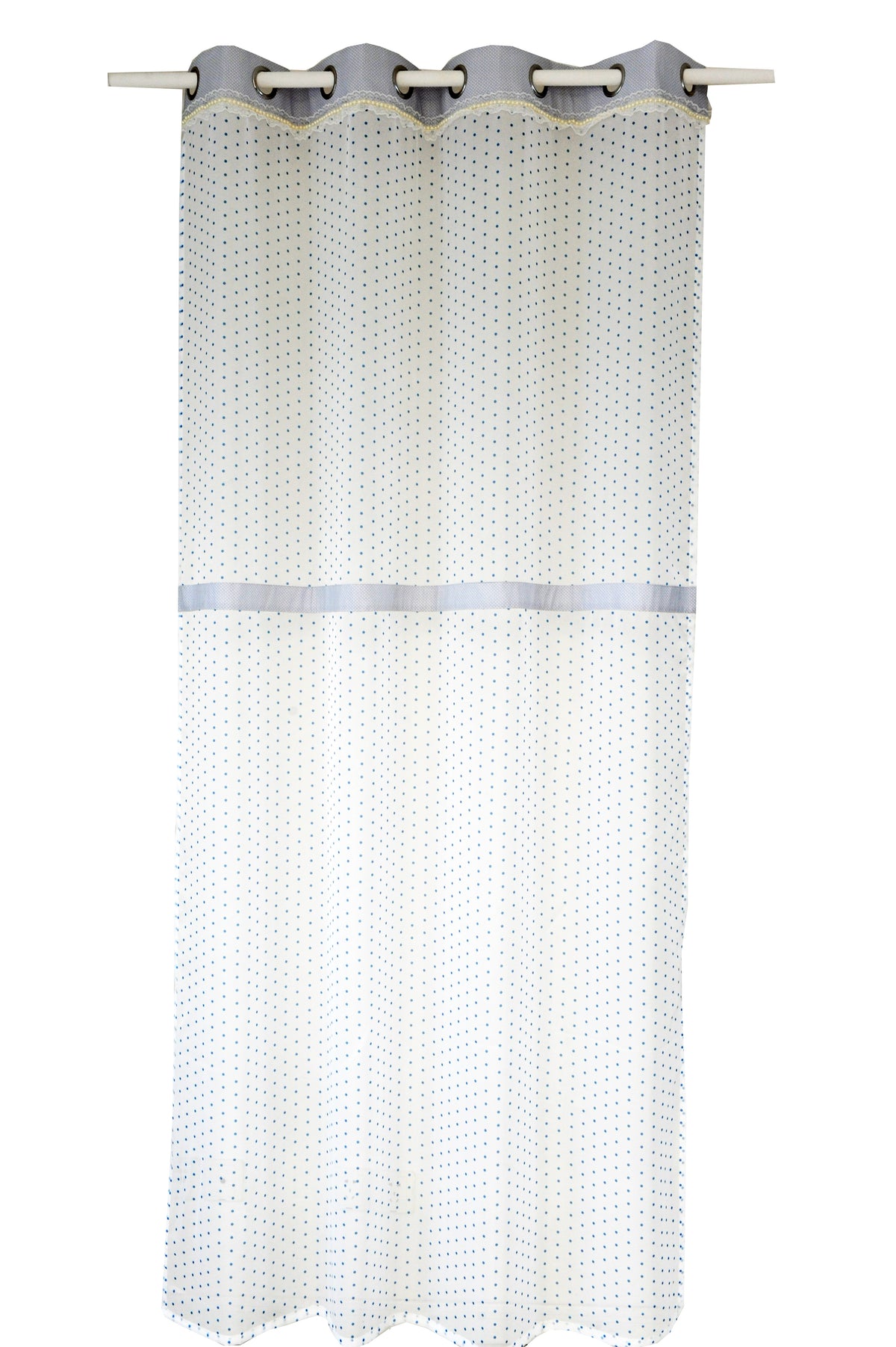 Ösenschal mit Perlenbesatz blau 140x245cm