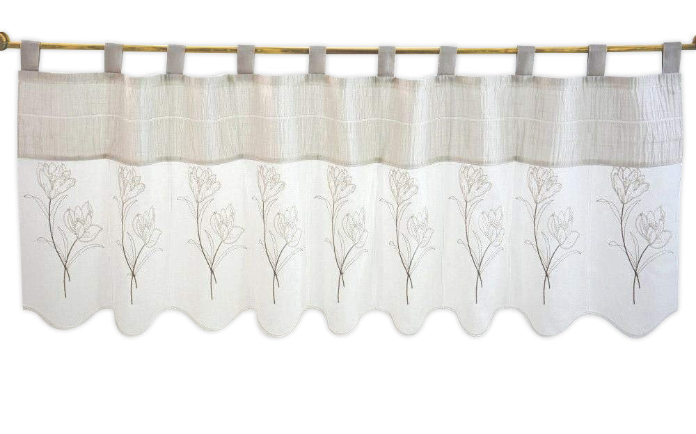 Design Schlaufen Scheibengardine bestickt 2226