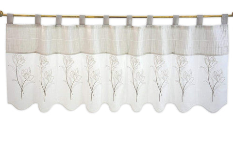 Design Schlaufen Scheibengardine bestickt 2226