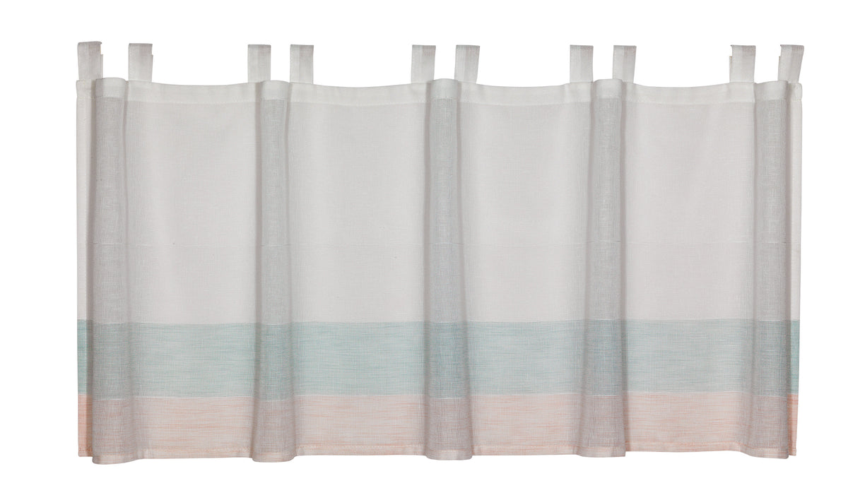 Design Scheibengardine weiß rose mint 4022 Panneaux Kurzstore Bistrogardine