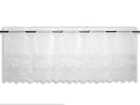 Nach Maß Scheibengardine Jacquard Bistrogardine Landhaus Rose in 3 versch. Höhen