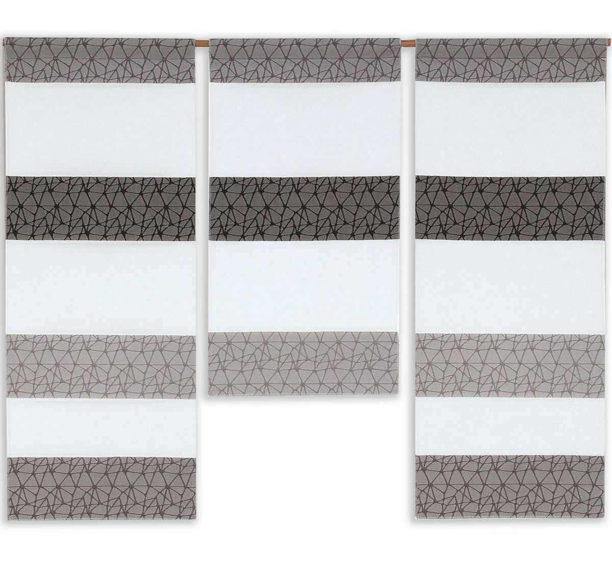 Design Mini Flächenvorhang Set anthrazit grau Muster Scheibengardine 2292