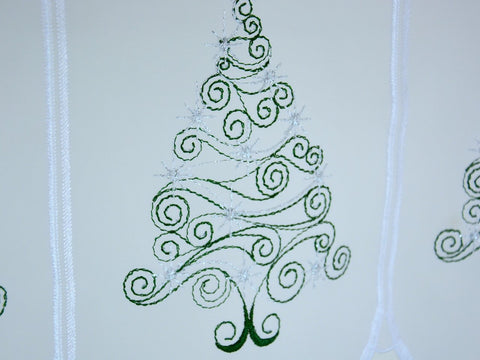 Scheibengardine Tannenbaum Ornament grün silber nach Maß