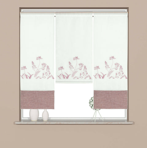 Design Mini Flächenvorhang Set bestickt rose mit Blende 4044