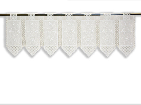 nach Maß Scheibengardine bestickt weiß Ranke Höhe 23/45/60cm Bistro Hardanger