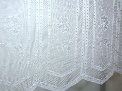 Scheibengardine Jacquard weiß Blume nach Maß