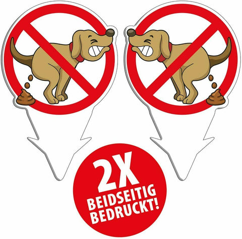 Alu Dibond Hundeklo Steckschild (2er Set) 200x130 mm Hundekot Hundehaufen Schild