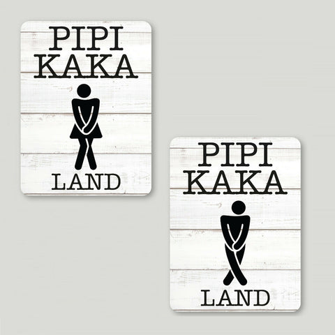 Alu Dibond Türschild Pipi Kaka Land 12x16cm